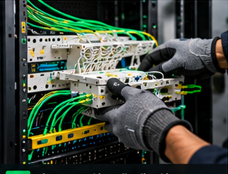 Trabajo técnico de instalación en rack de comunicaciones
